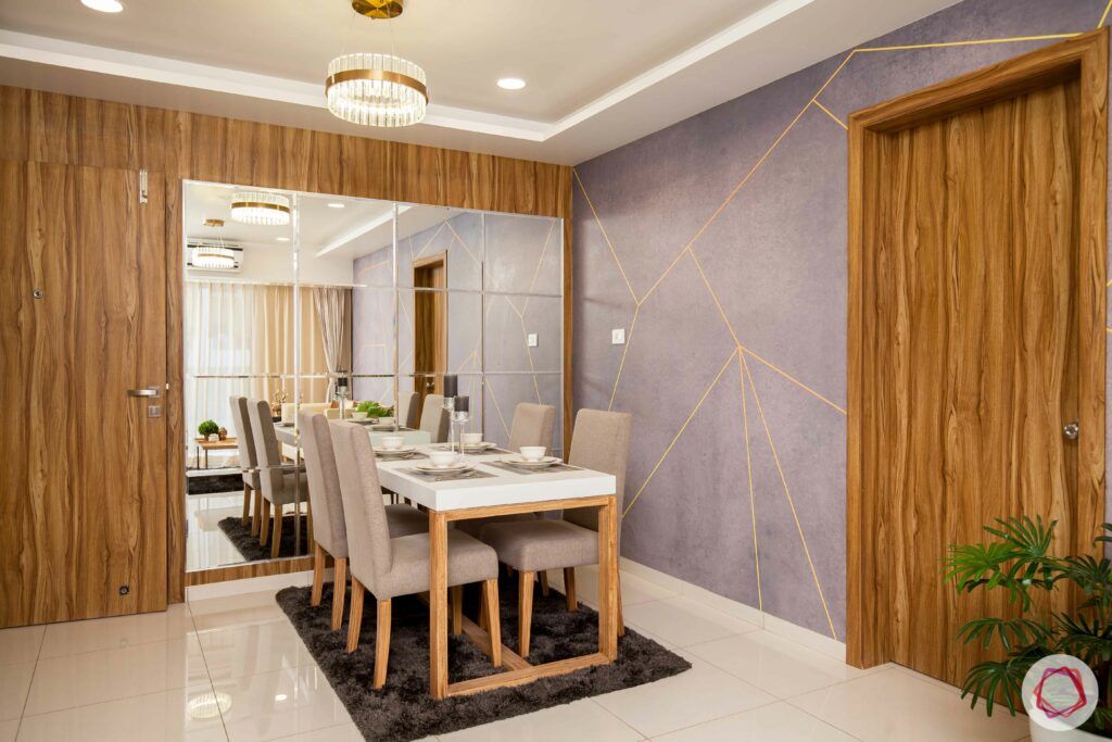 2bhk pune-mirror wall-dining table designs