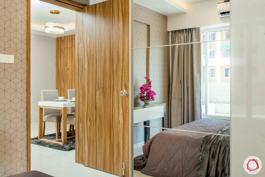 mirror wardrobe-wooden door