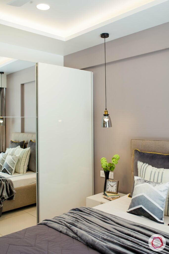 mirror and white wardrobe-pendant lights