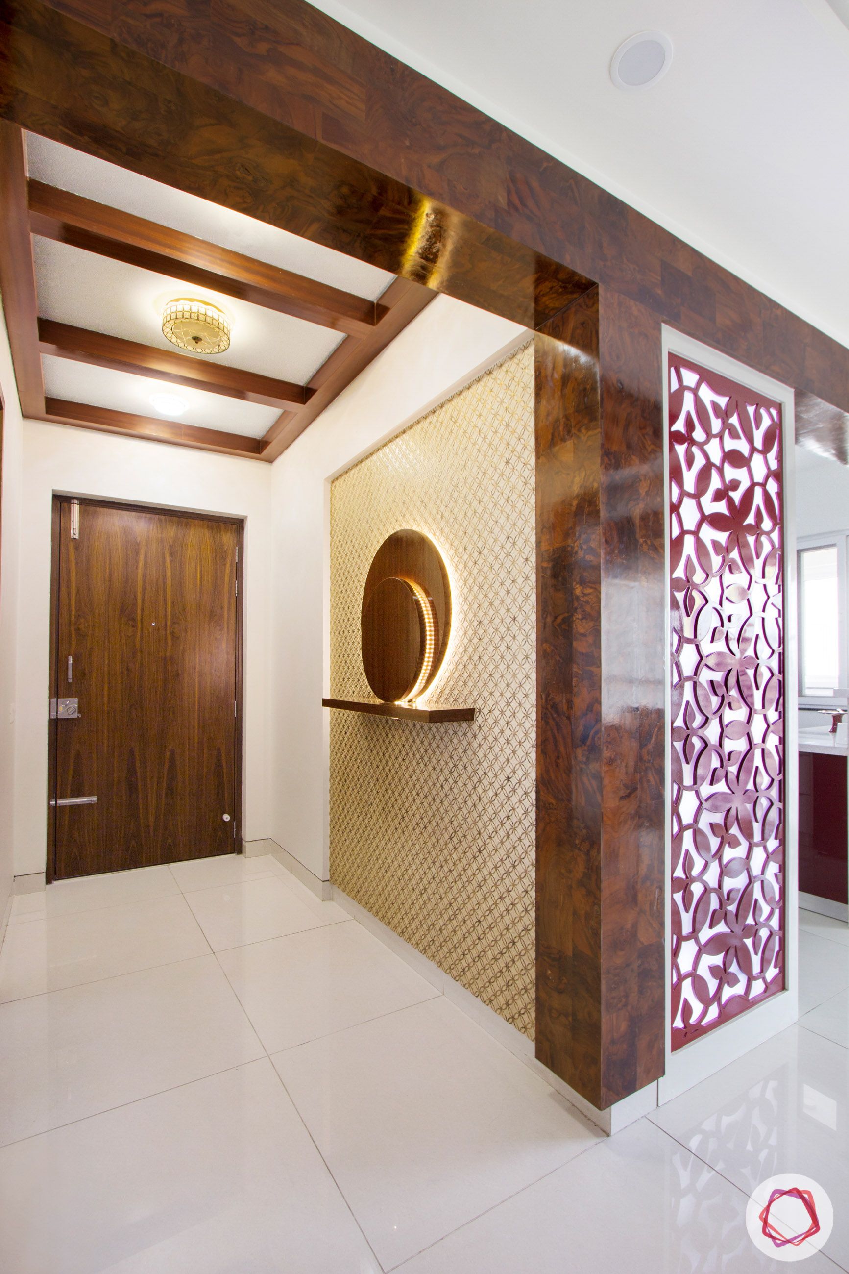 snn-raj-grandeur-entryway-foyer-wooden rafters-veneer panels
