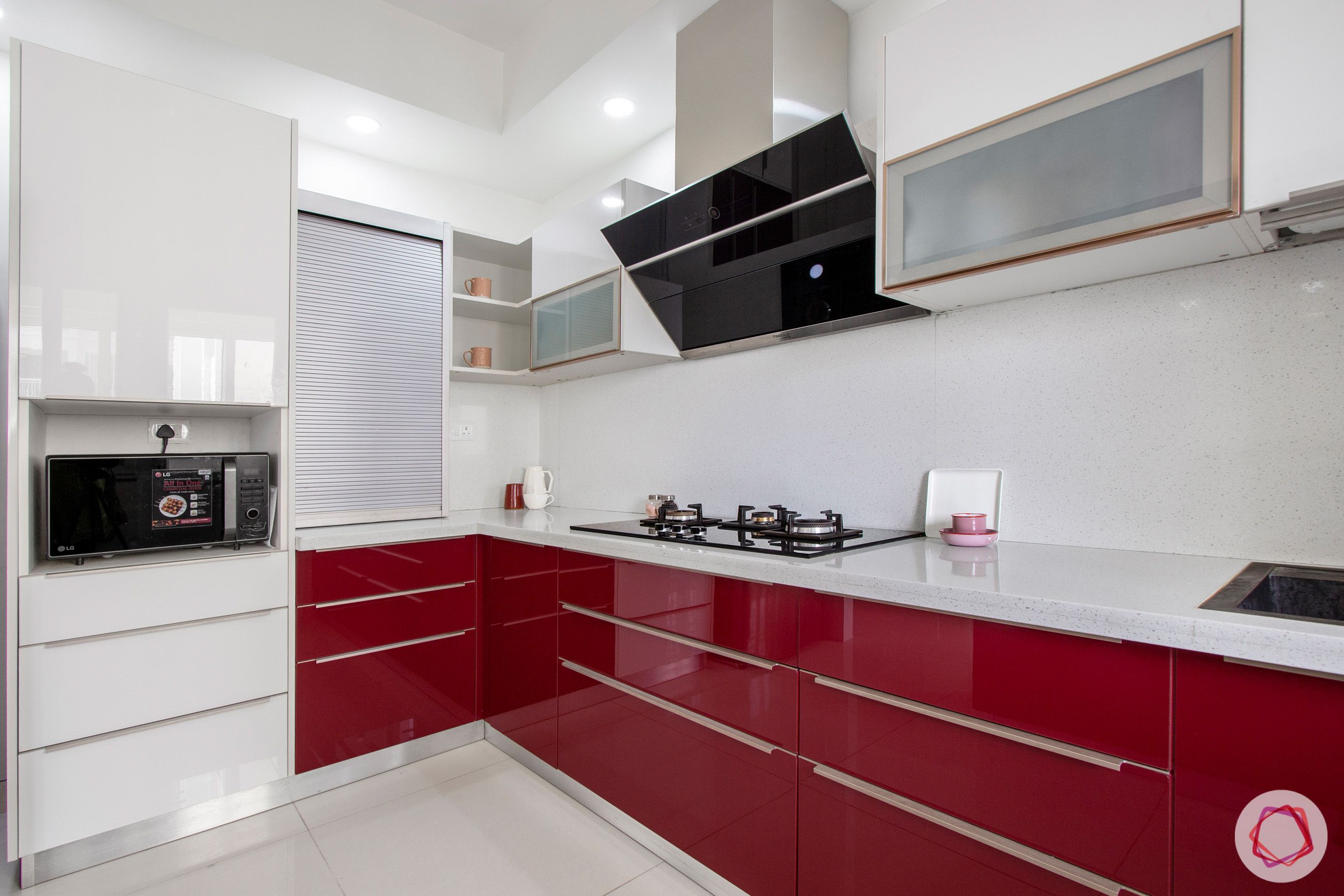 snn-raj-grandeur-kitchen-corner unit-red cabinets
