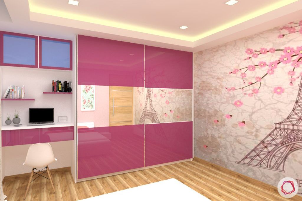 snn-raj-grandeur-girls bedroom-pink wardrobe-render