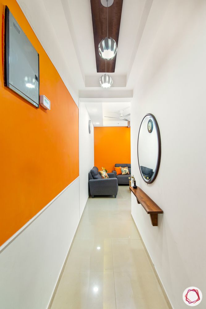 mahagun mywoods-livspace noida-entryway-foyer-wall mounted ledge