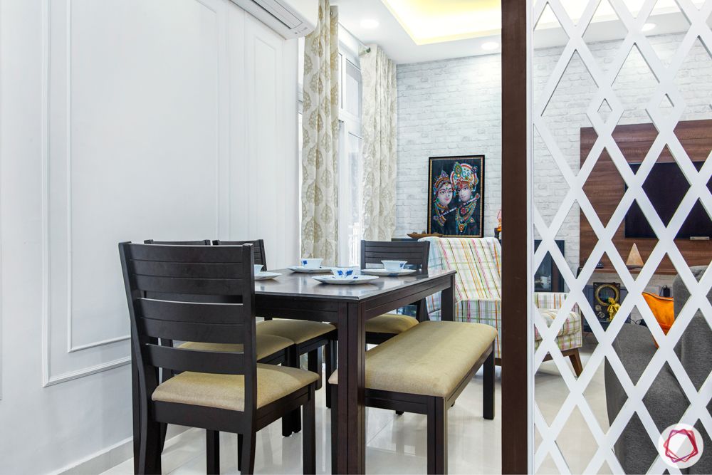 mahagun mywoods-livspace noida-dining room-wooden dining table