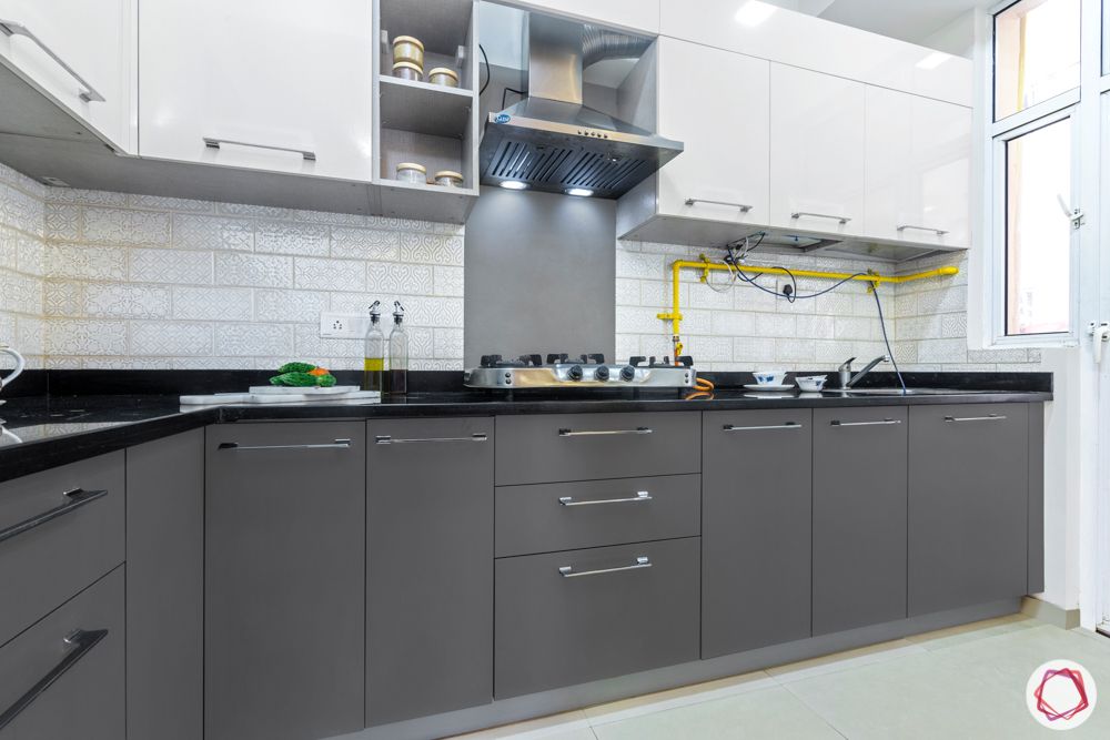 mahagun mywoods-livspace noida-modular kitchen-grey kitchen