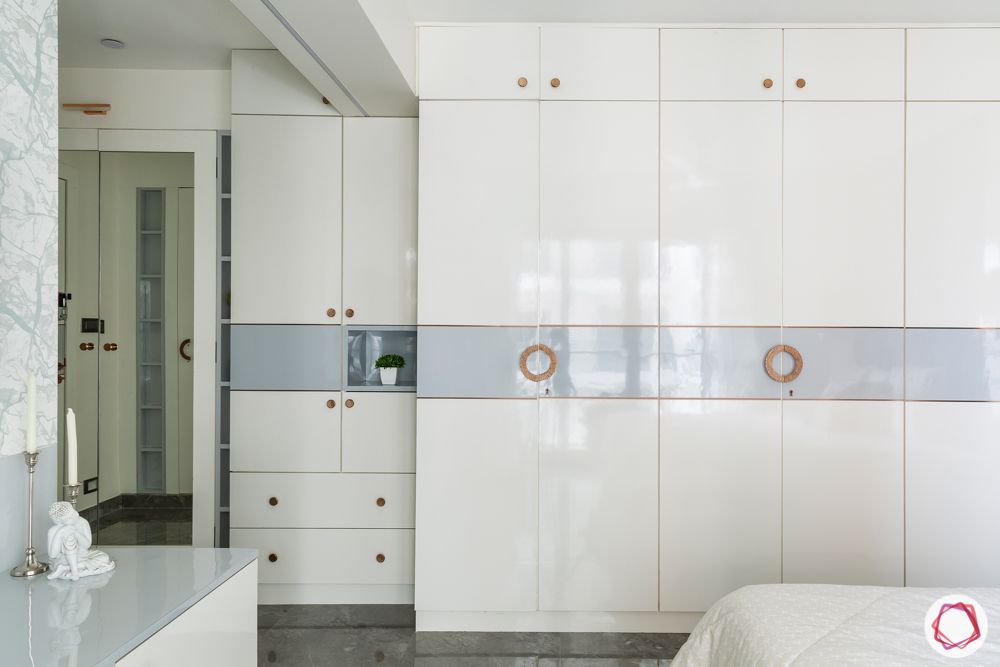 white wardrobe design-acrylic finish wardrobe-floor to ceiling wardrobe