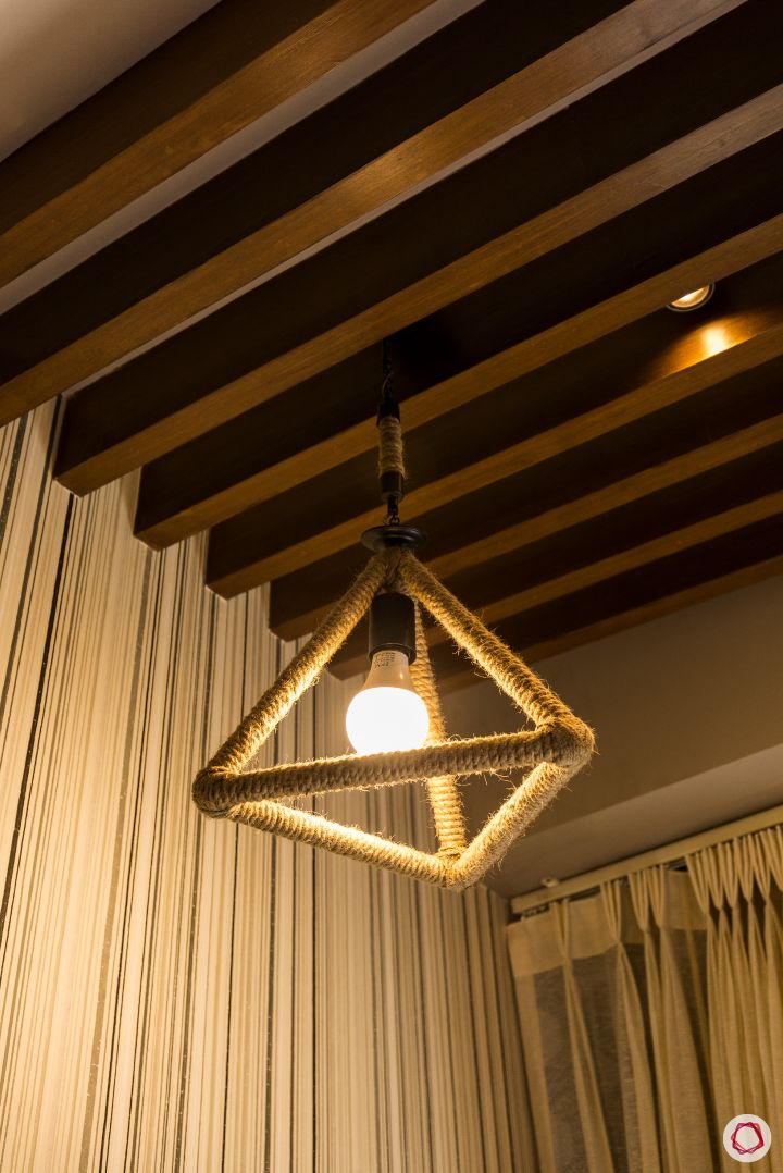 industrial lighting ideas-rope lights-wooden rafter designs