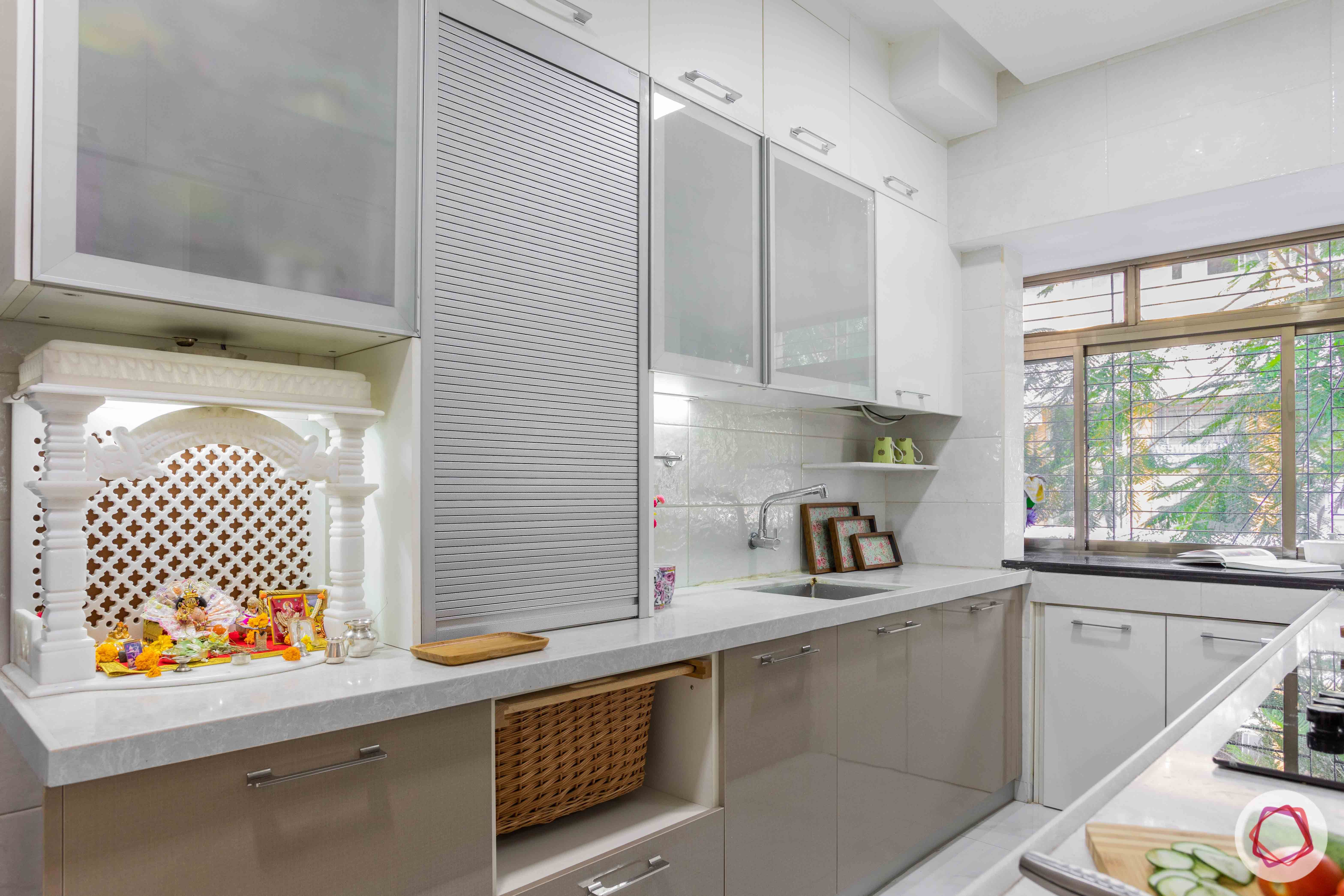 interior design company in mumbai-laminate finish cabinets-roller shutter unit-modular kitchen-wicker basket