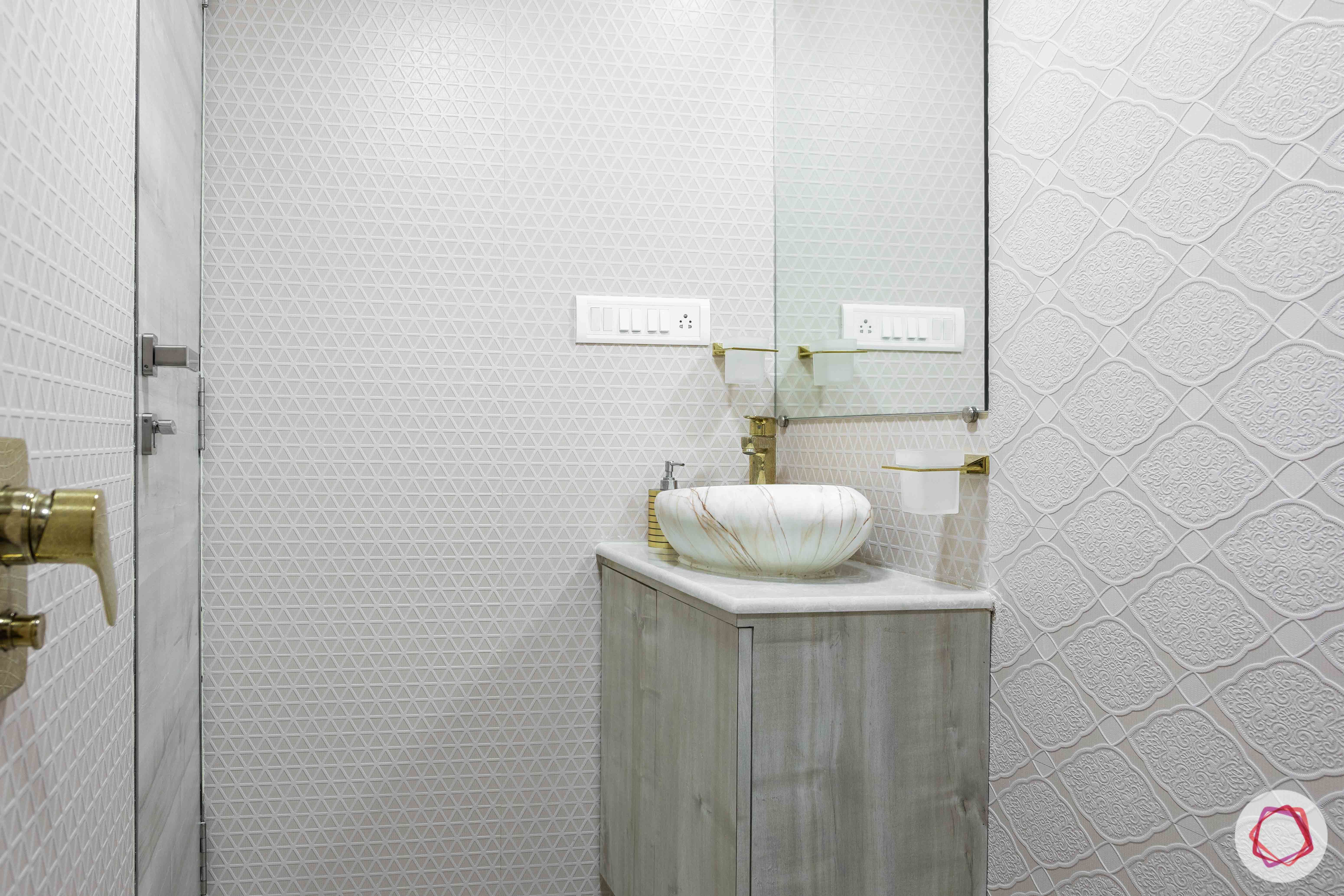 interior design company in mumbai-white bathroom-mosaic tiles-mirror