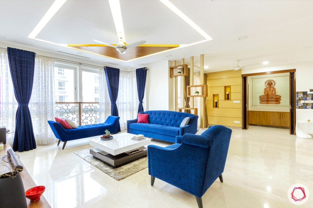 embassy pristine-blue sofa designs-blue drape designs
