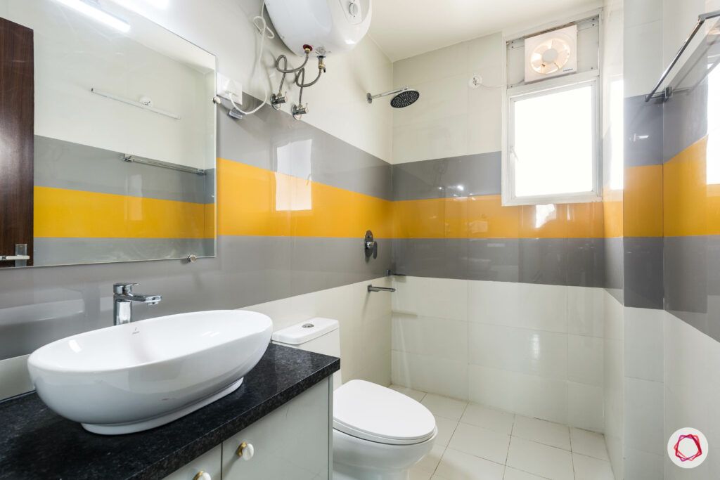 bathroom-yellow-grey-white-sink-mirror-storage