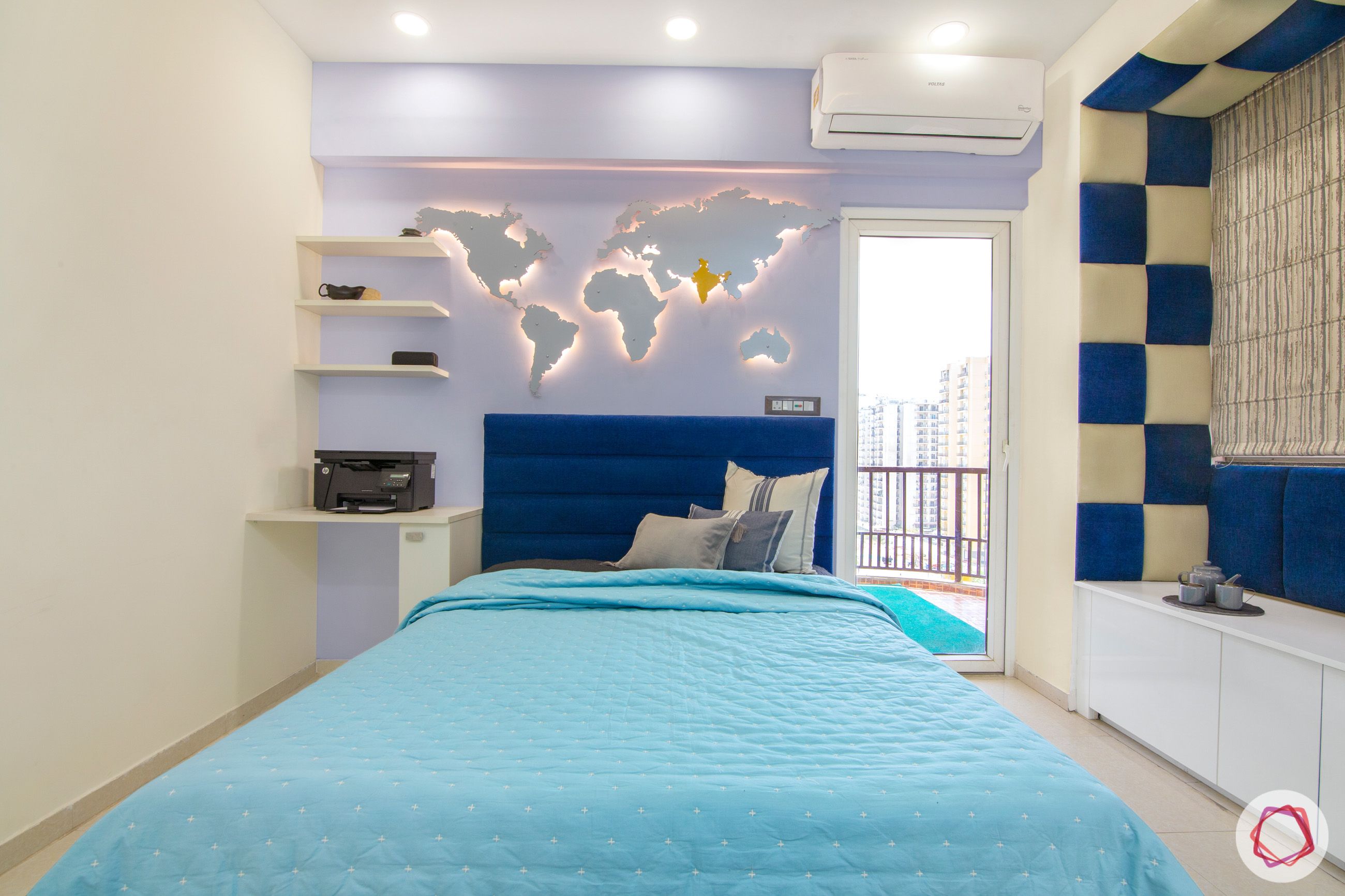 dasnac-blue bedroom-world-map-stencil-blue-headboard