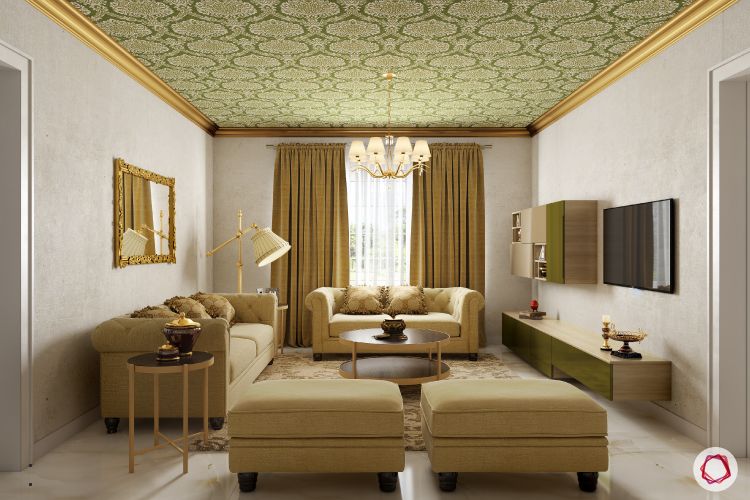 wallpaper for ceiling designs-brown sofa designs