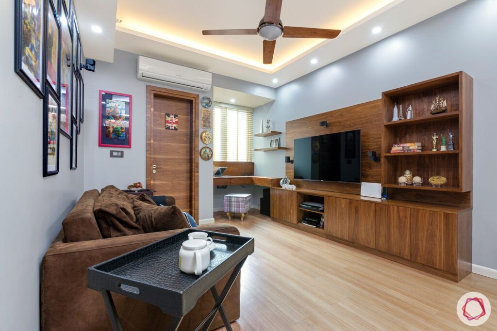 dlf park place-TV unit-brown sofa bed-study unit