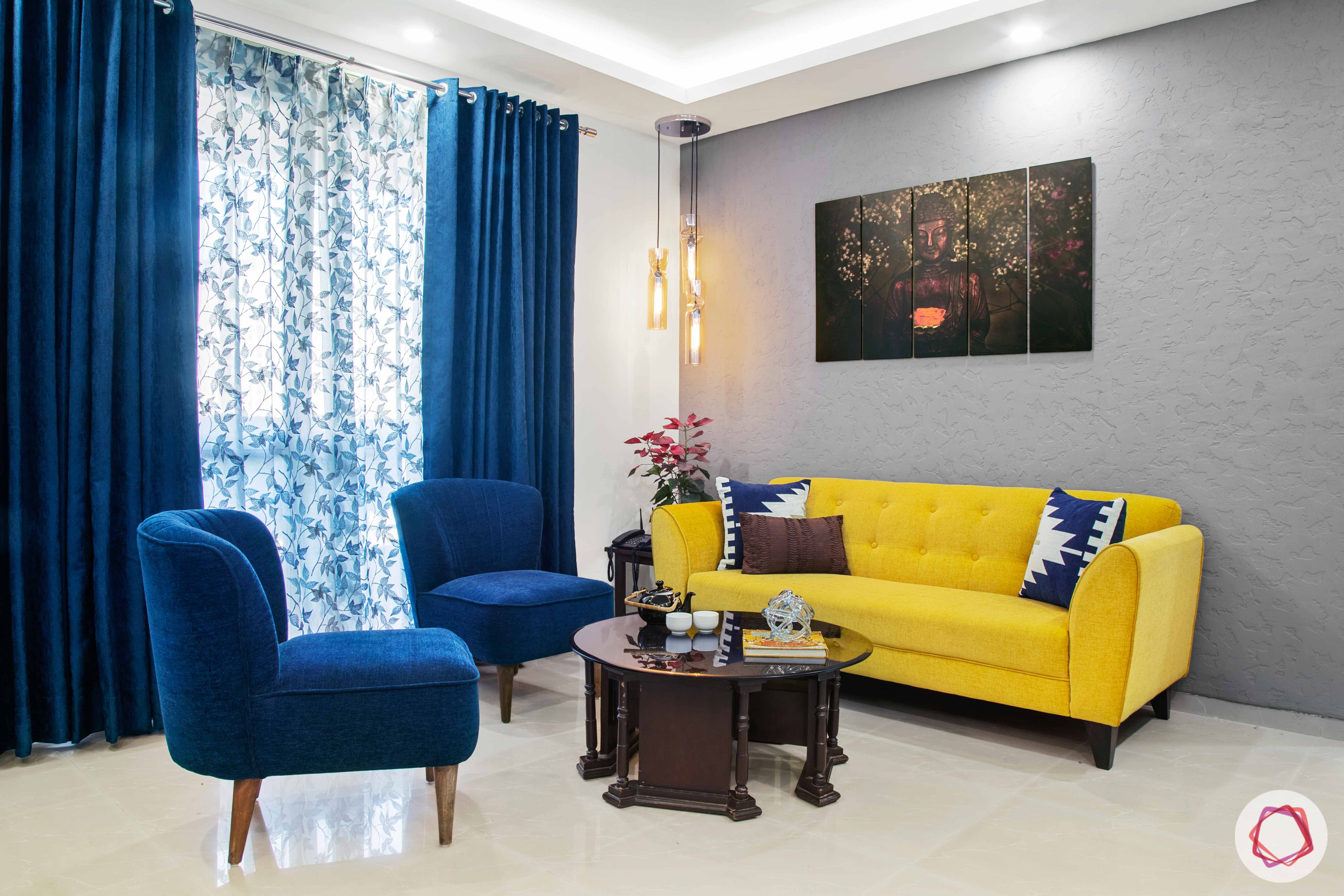 yellow sofa-popular sofa colors-bright yellow-contrast chairs