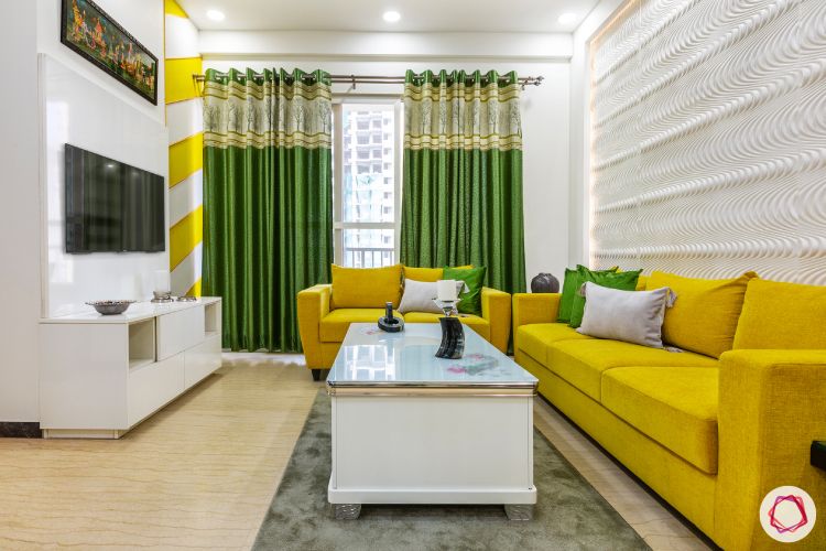 Living room deals yellow sofa