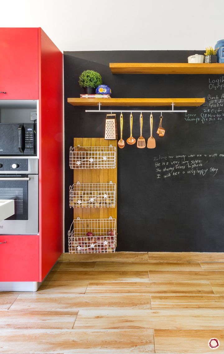 how to design your kitchen on a budget-wire racks-shelves-tall unit-blackboard
