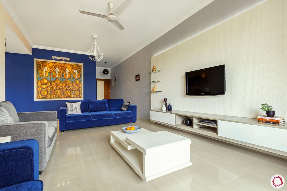  white TV panel designs-blue sofa designs