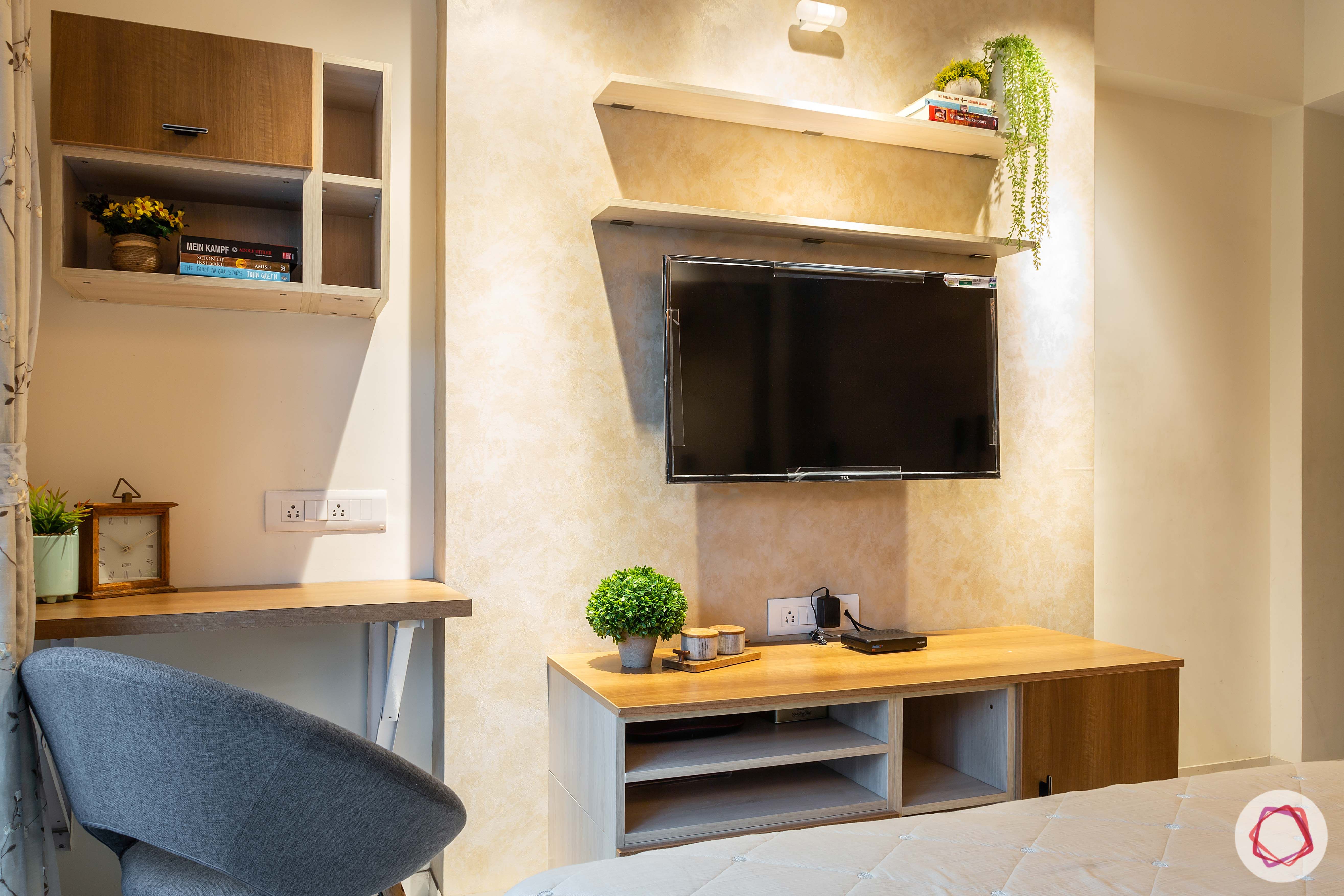 apartment interior design-parents bedroom-laminate tv unit
