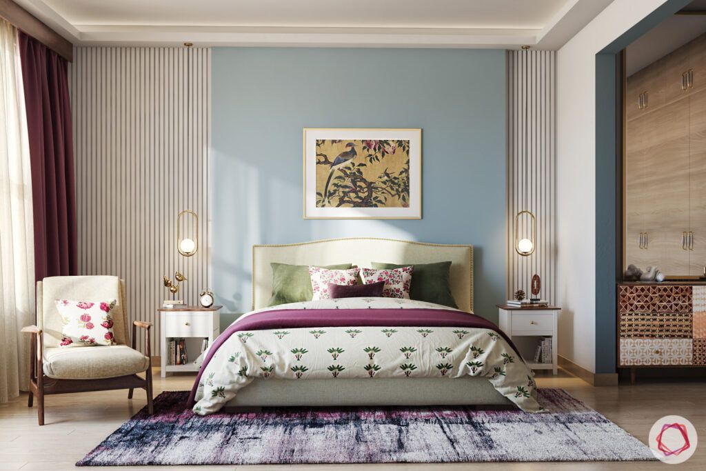masaba gupta-neena gupta bedroom-accent chair-wooden wardrobes-bedside tables