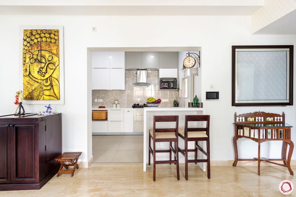 apartment interior-kitchen-breakfast nook-white and beige