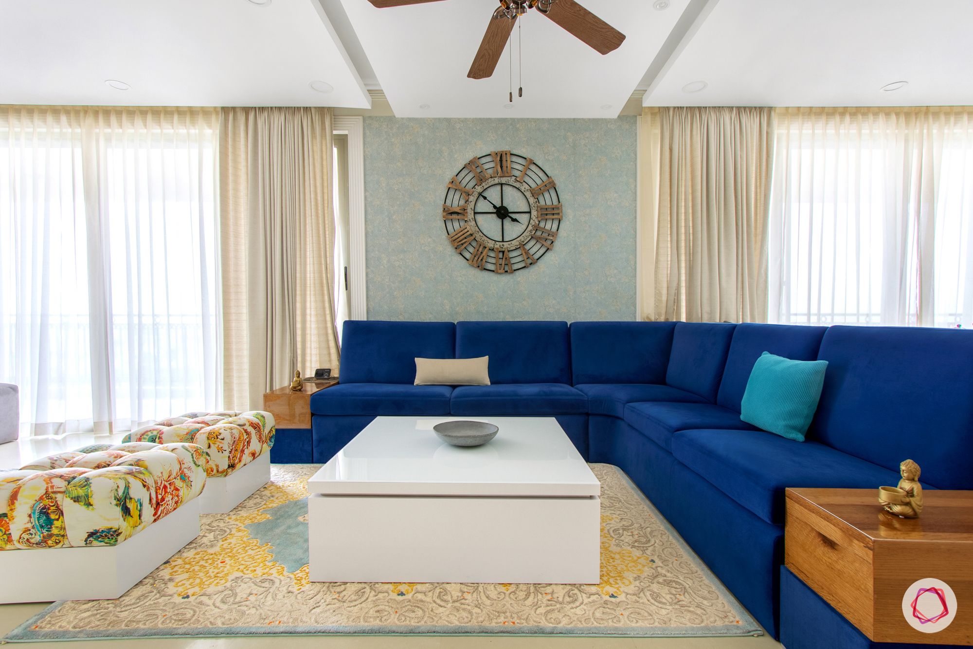 blue l-shaped sofa-blue sofa designs