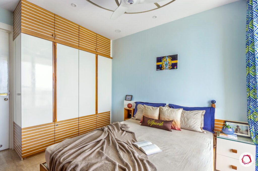 hiranandani bangalore-blue wall ideas-white wardrobe designs