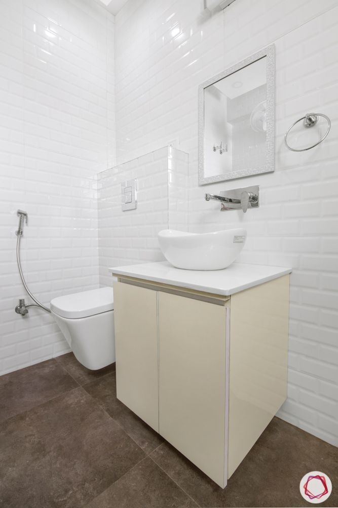 bathroom designs for small spaces-white walls-white tiles-beige colours