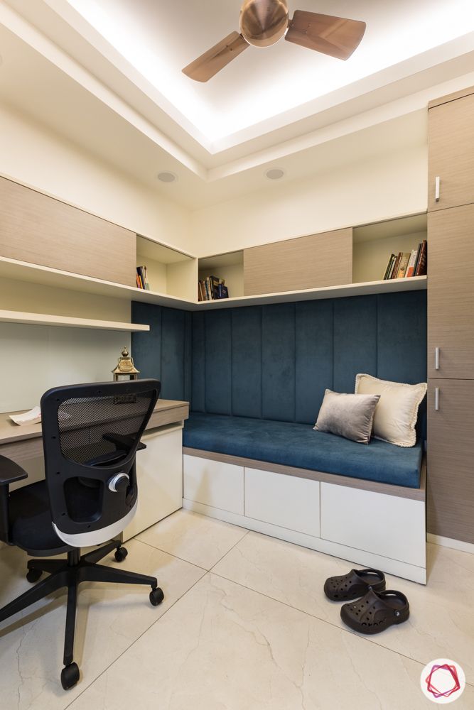 home office-study unit-wooden desk-suede seating