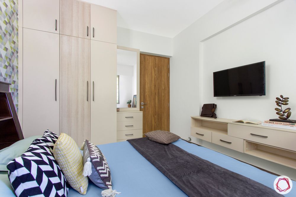 snn raj etternia-guest bedroom-laminate wardrobe-tv unit