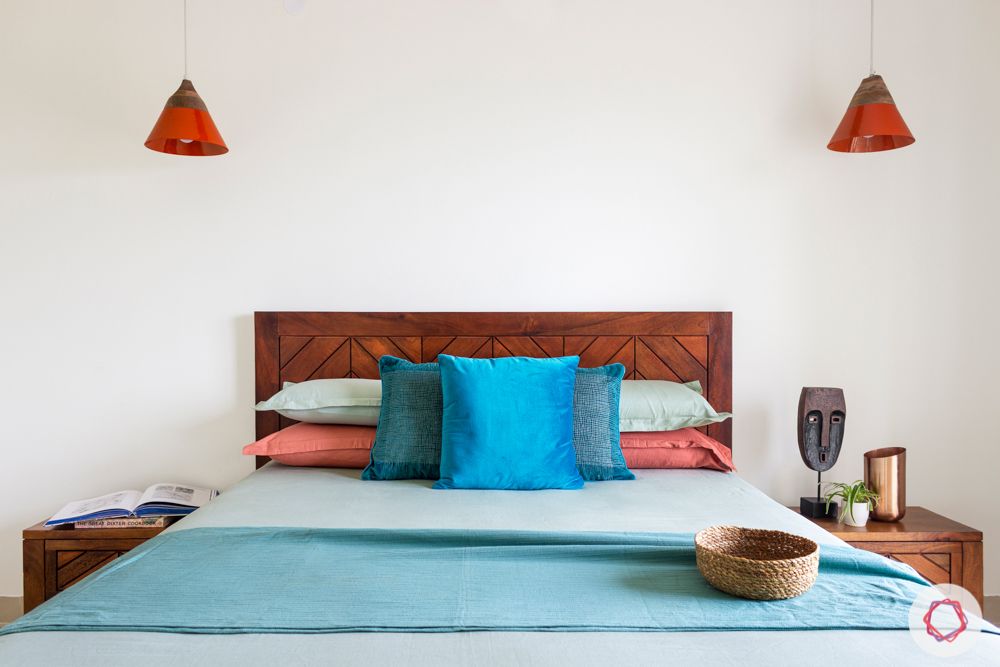 wooden bed designs-orange pendant lights