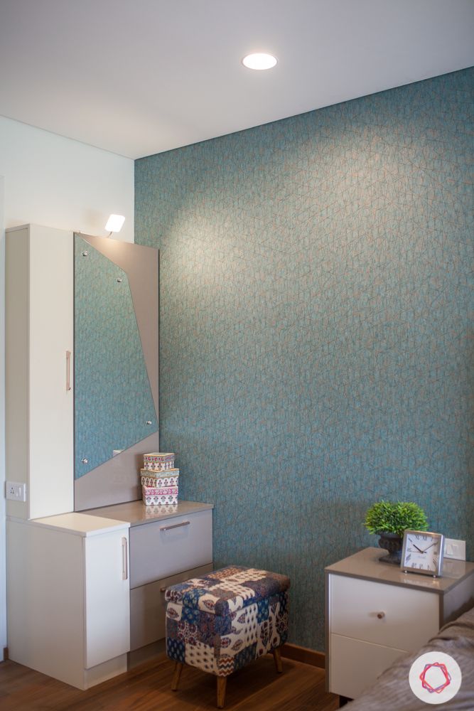 dresser-teal wallpaper-sideboard