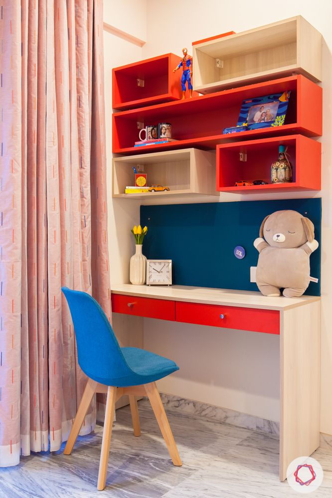 red laminate study unit-sons room