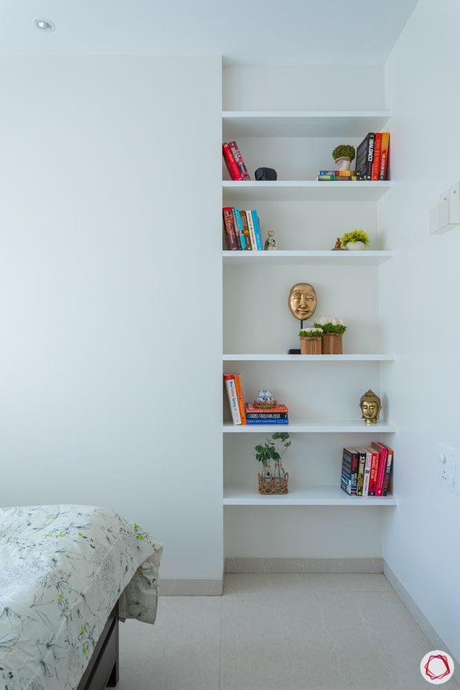 space saving ideas for small flats-white wardrobe designs-wall shelf designs