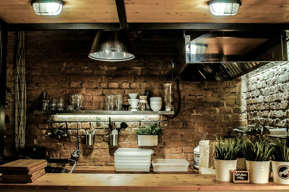 modern open shelving kitchen with underlighting