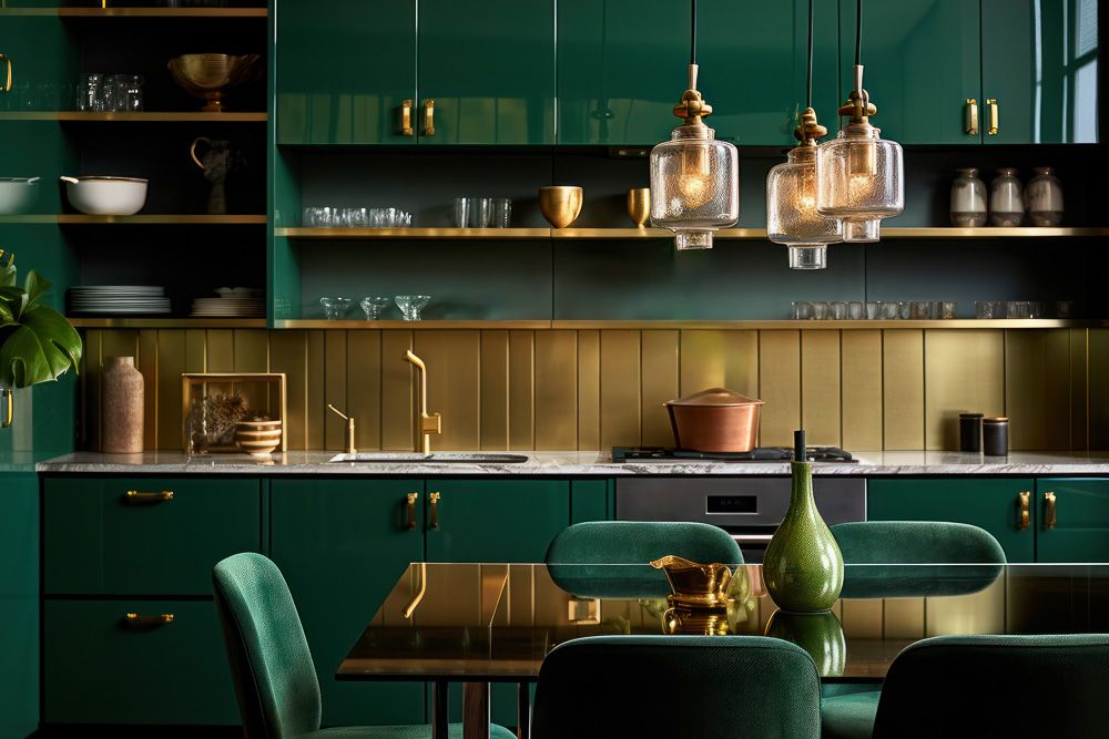 modern open shelving kitchen