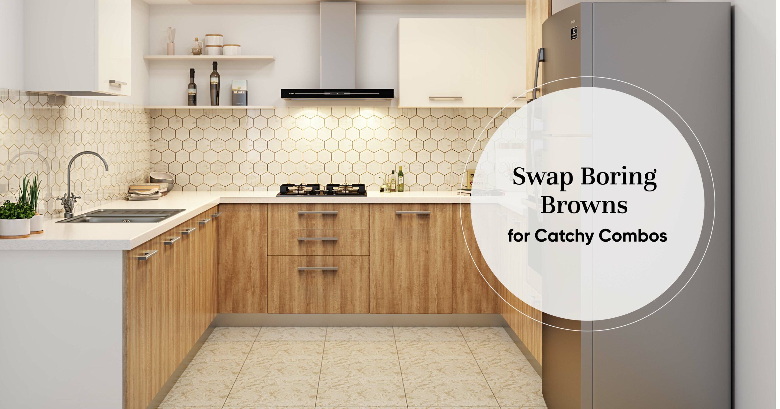 Colour Pairs Best With Brown Kitchens, Tiles Color Combination For Kitchen
