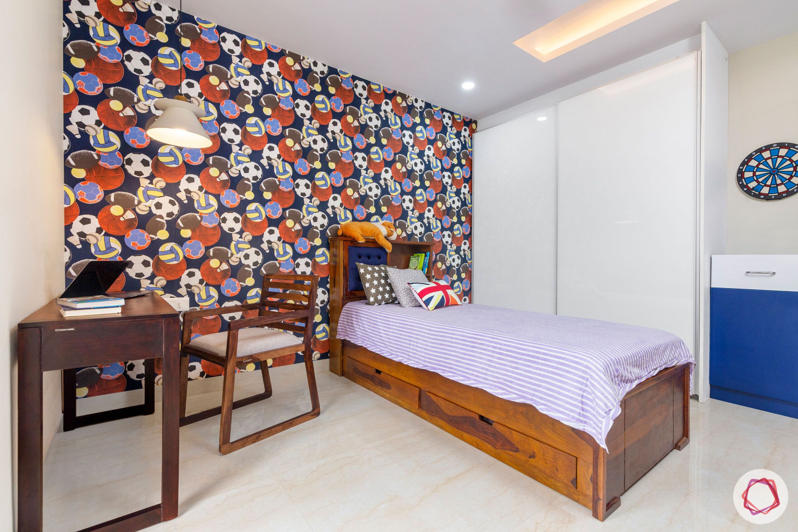 interior-in-gurgaon-kids-room-kids-wallpaper-sofa-cum-bed