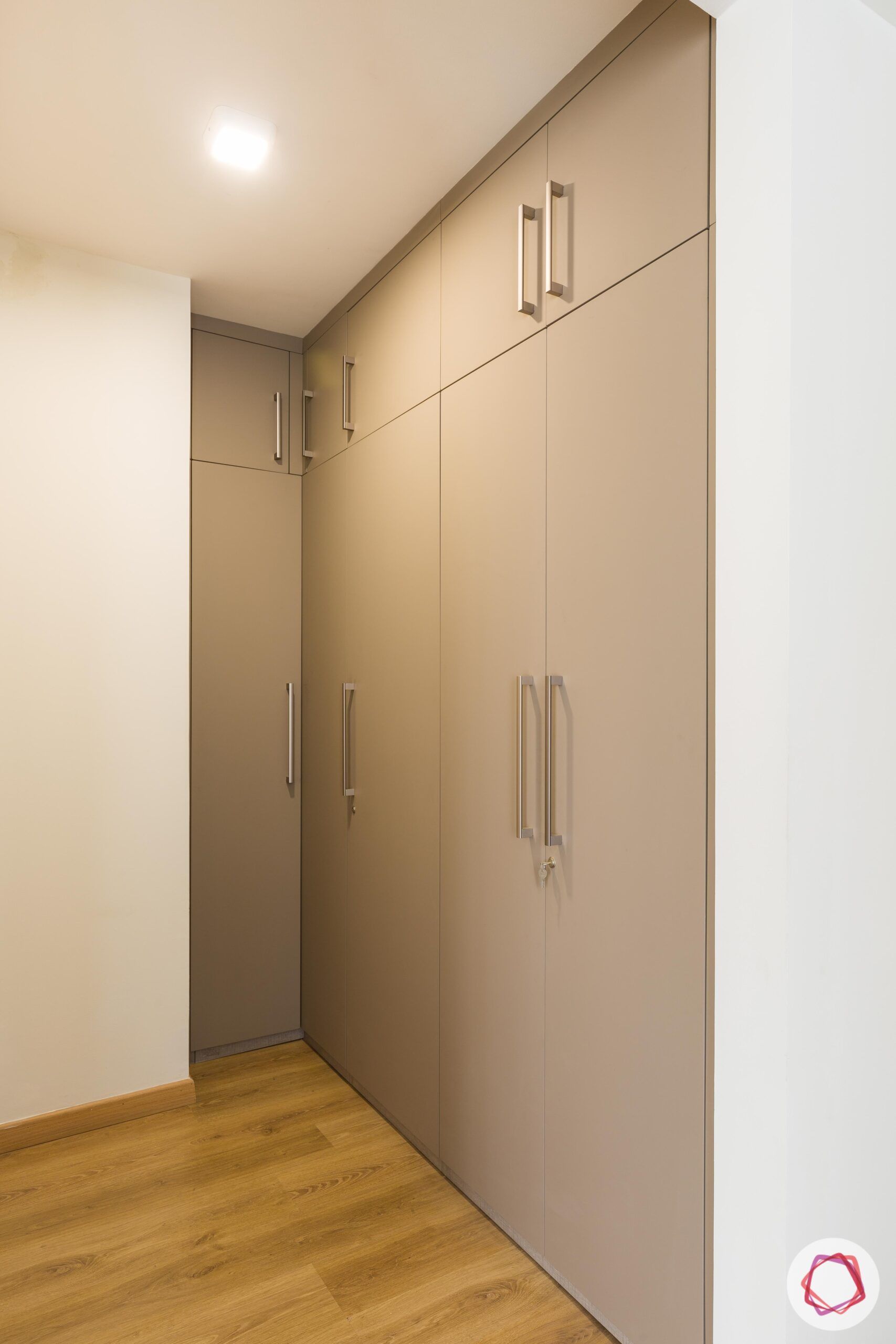 livspace gurgaon-walk-in wardrobe designs-membrane finish wardrobe