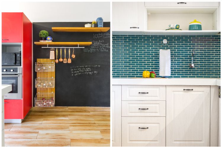 livspace home interiors-white kitchen cabinets-blackboard for kitchen