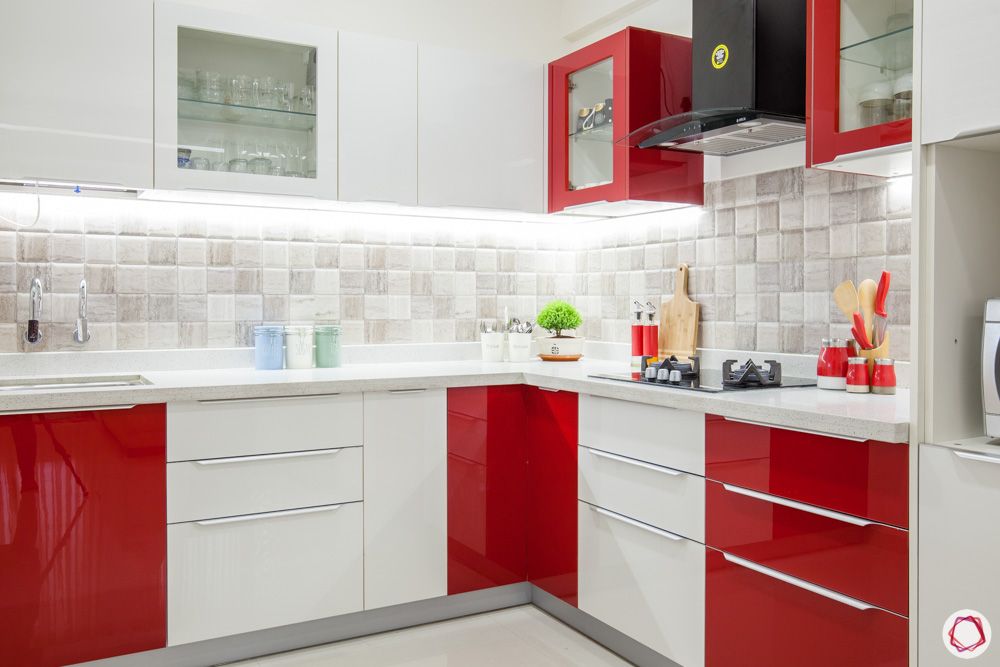 red and white kitchen designs-profile lighting for kitchens
