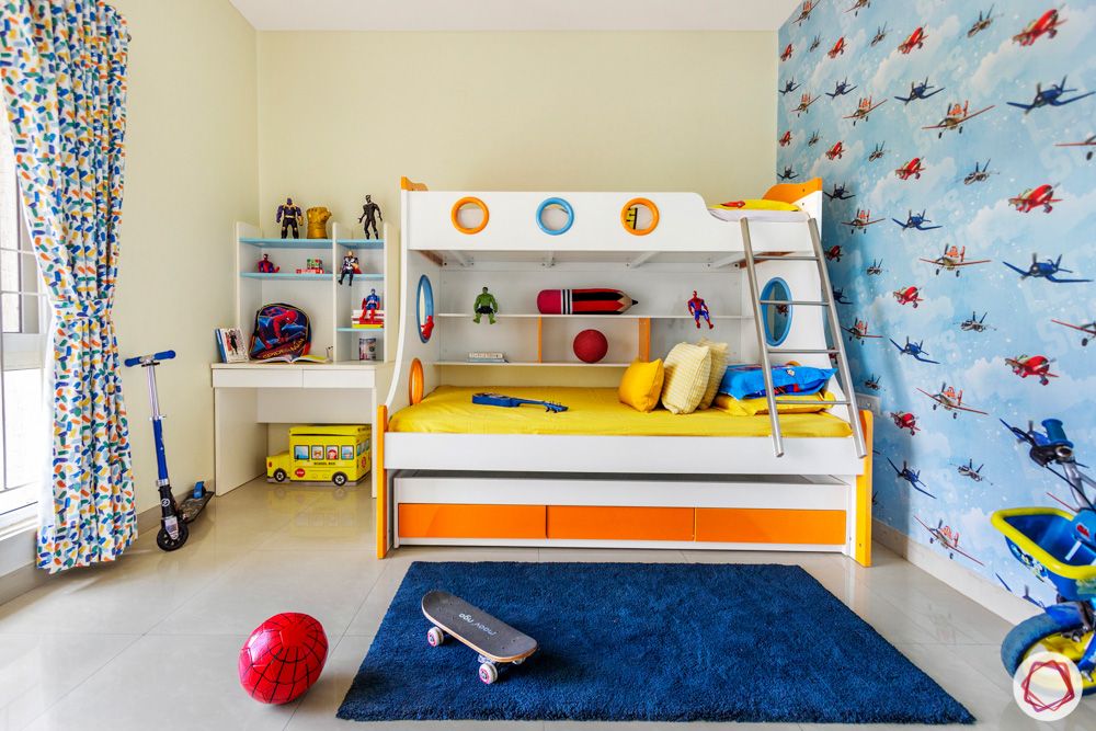 kids-bedroom-wallpaper-bunk-bed-storage