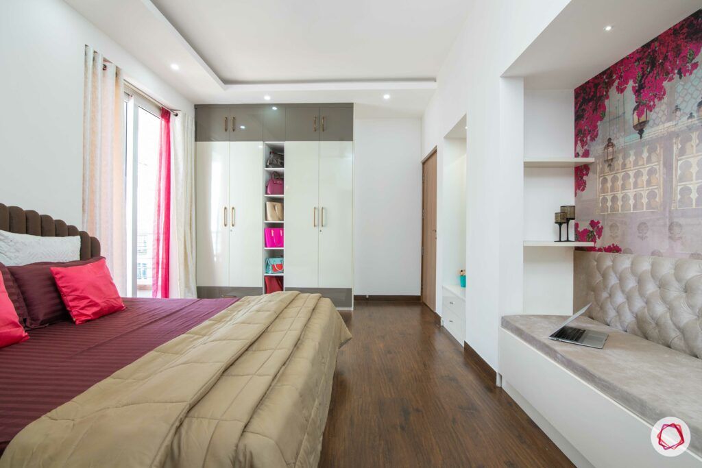 low budget home design-jaali partition-POP designs-floating shelf-wall tv unit