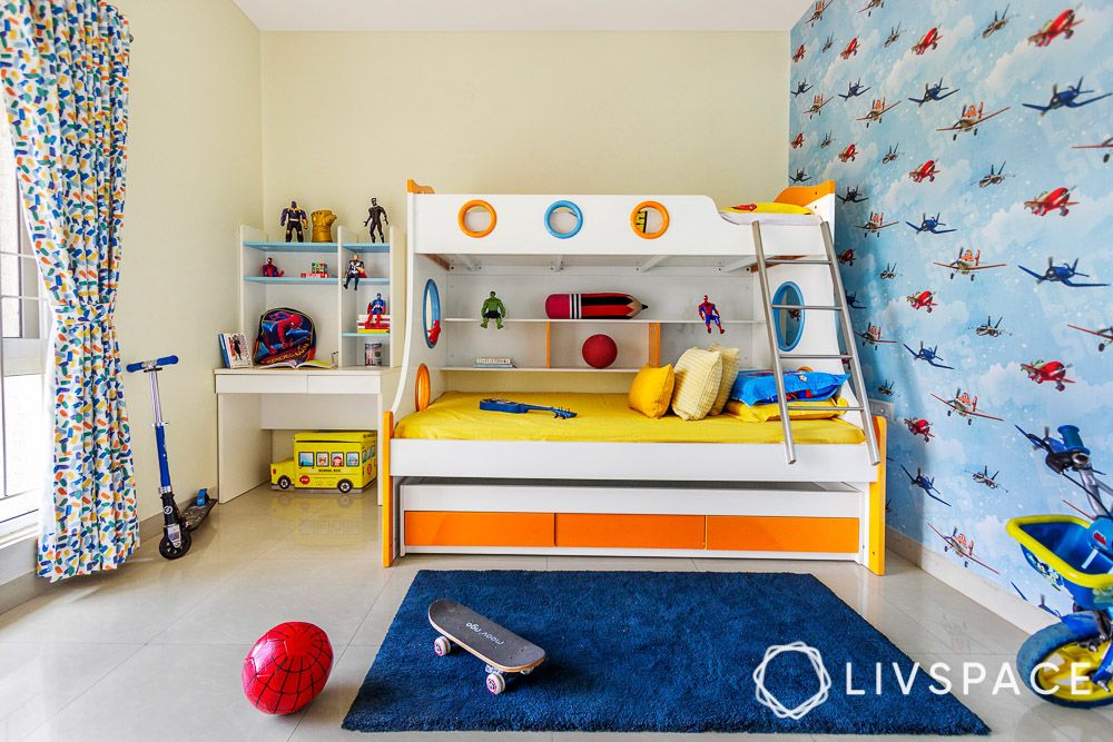 Kids bed best sale and table