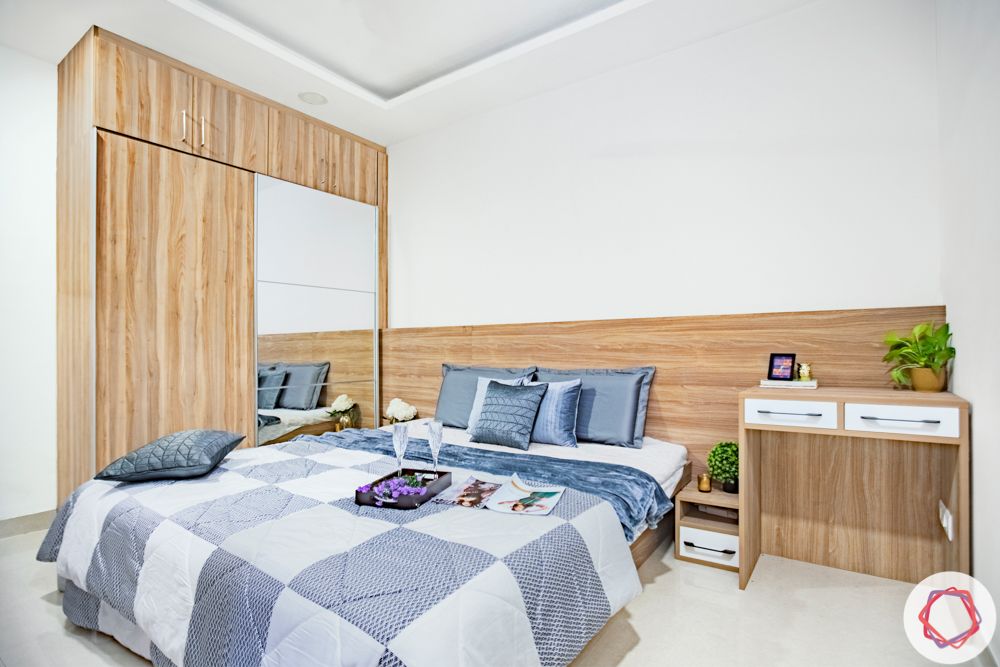 Wooden wardrobe-mirror-study table-bedroom