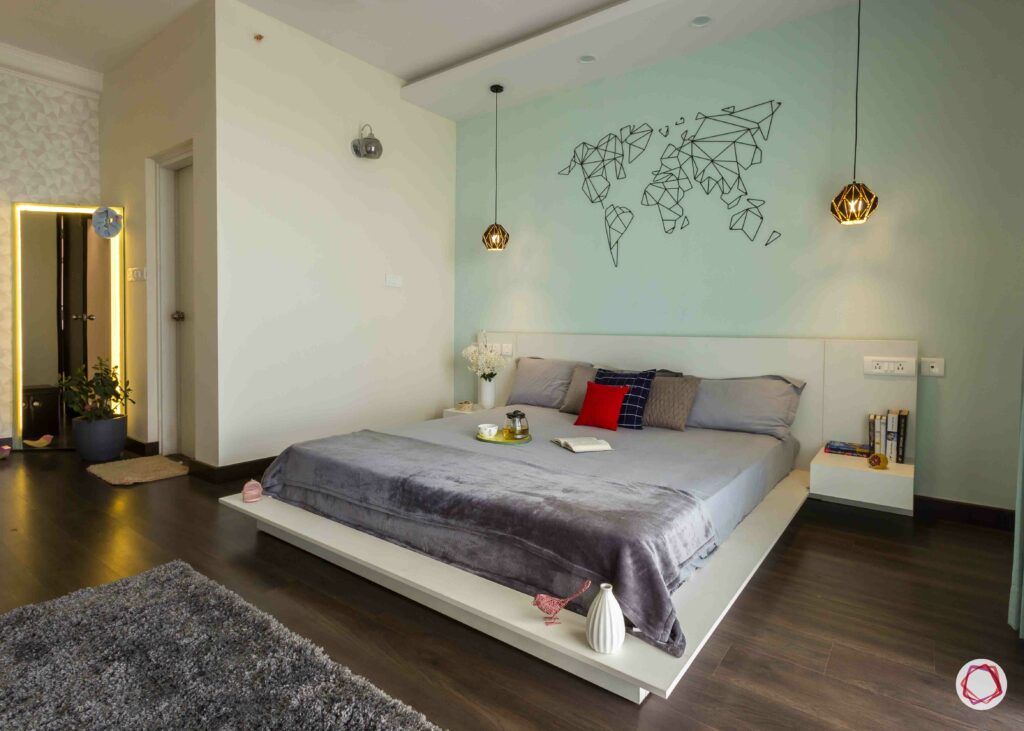 bangalore-home-design-world-map-stencil-bedroom-wall