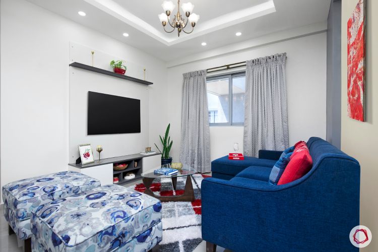 bangalore-home-design-living-room-1bhk-blue-couch-false-ceiling