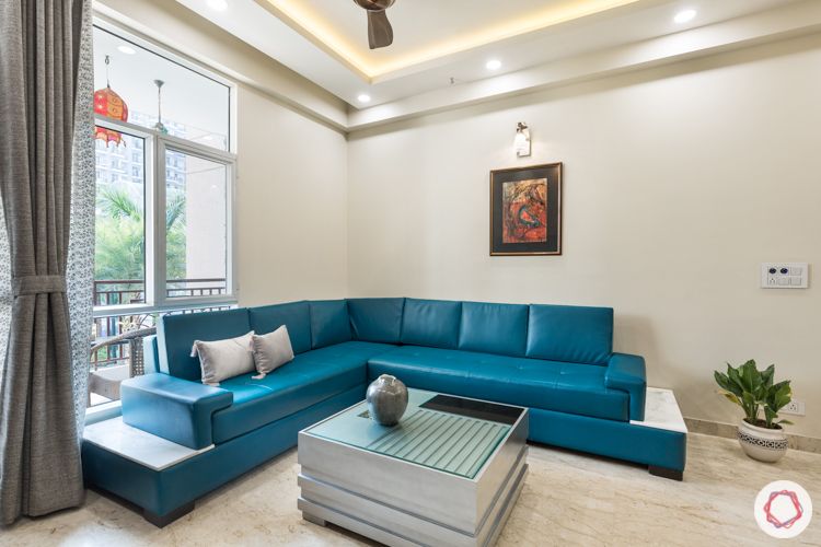 Livspace Noida-turquoise sofa-leatherite-sectioned