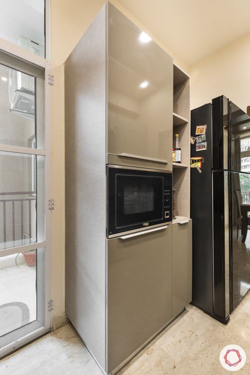 Grey metallic acrylic-tall unit-oven