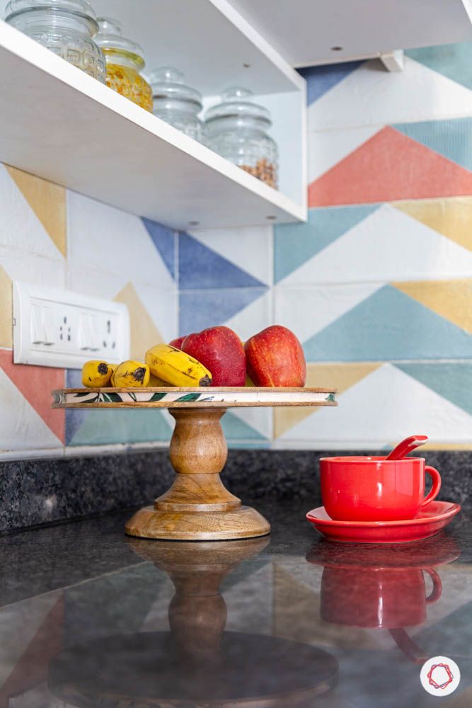 colourful ceramic tiles- granite countertop